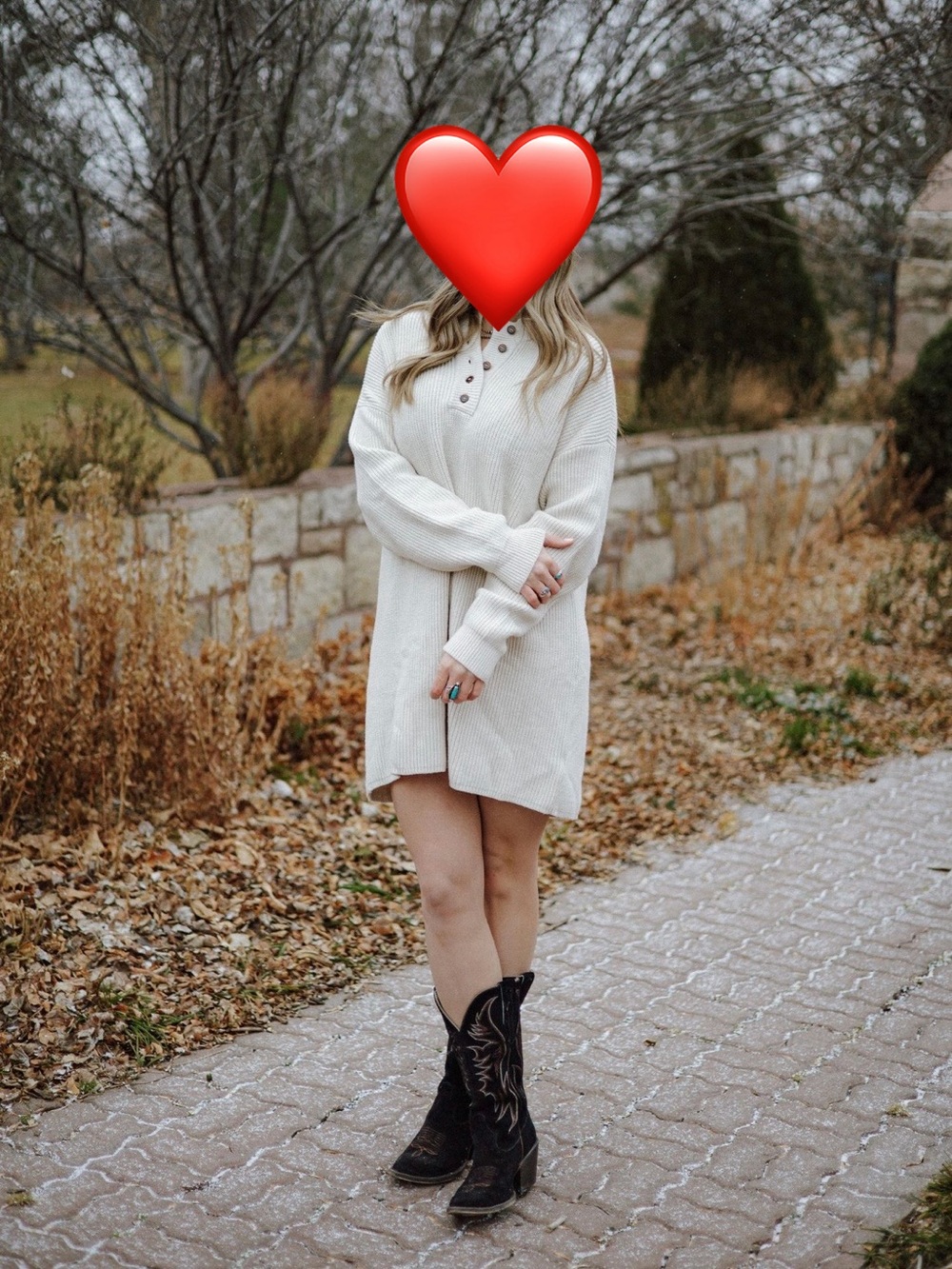 Lulu's Cream Crewneck Henley Sweater Dress